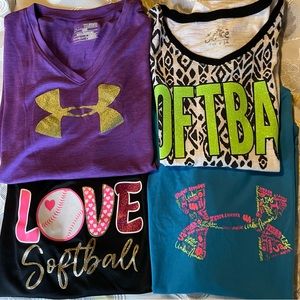 Bundle 4 YXL girls active/softball style tops.